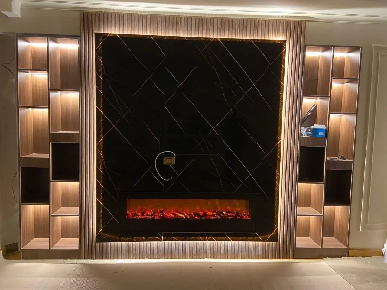 Fireplace media wall